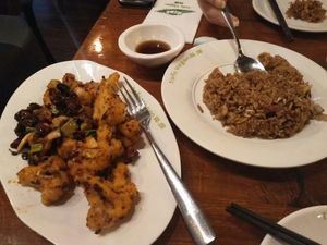 Fried cauliflower & fried rice. at Tofu Vegan - Spitalfields in East London