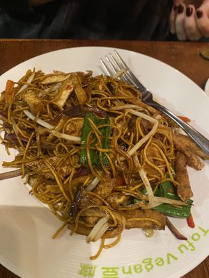 Sichuan special fried noodles   at Tofu Vegan - Spitalfields in East London