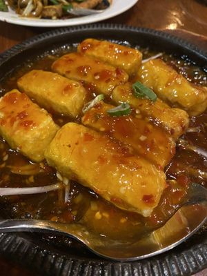 House special sizzling tofu   at Tofu Vegan - Spitalfields in East London