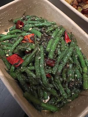 Green beans with garlic and chilli, delicious  at Tofu Vegan - Spitalfields in East London