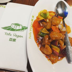 Sweet and sour chicken   at Tofu Vegan - Spitalfields in East London