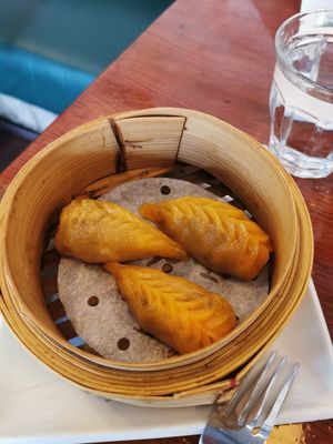 Dim sum filled with mushrooms and Tofu at Tofu Vegan - Spitalfields in East London