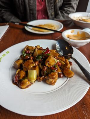 Gong bao chickn at Tofu Vegan - Spitalfields in East London