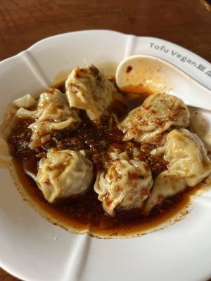 Wonton in a special sauce   at Tofu Vegan - Spitalfields in East London