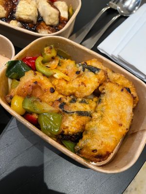 Twice cooked fisc. Yep another delivery! at Tofu Vegan - Spitalfields in East London