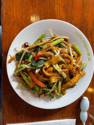 Stir fried noodles at Tofu Vegan - Spitalfields in East London