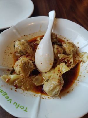 Spicy wonton at Tofu Vegan - Spitalfields in East London
