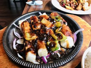 Black bean tofu   at Tofu Vegan - Spitalfields in East London