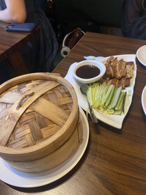 Faux duck and pancakes  at Tofu Vegan - Spitalfields in East London