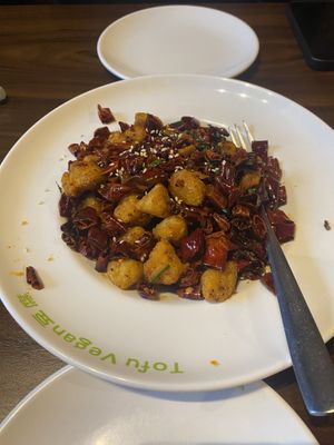 Chilli chick*n dish  at Tofu Vegan - Spitalfields in East London