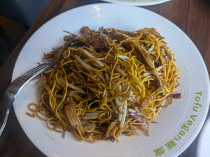 Fried noodles at Tofu Vegan - Spitalfields in East London