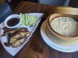 Pecking duck at Tofu Vegan - Spitalfields in East London