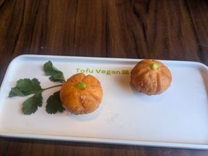 Pumpkin dessert at Tofu Vegan - Spitalfields in East London