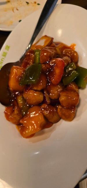 Sweet and sour chicken at Tofu Vegan - Spitalfields in East London