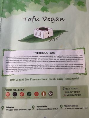 Tofu Vegan's introduction at Tofu Vegan - Spitalfields in East London