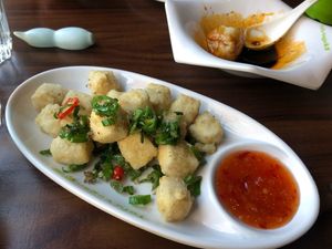 A fried tofu starter at Tofu Vegan - Spitalfields in East London