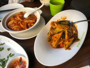 Kimchi chik'n and tofu stew at Tofu Vegan - Spitalfields in East London