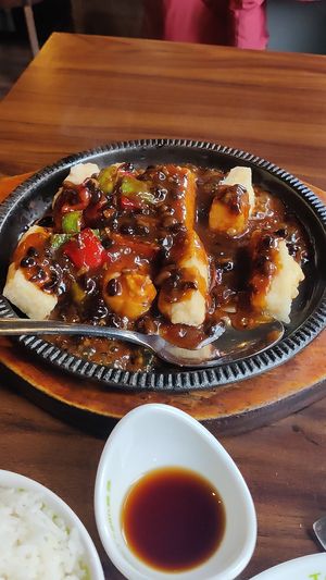 Black bean sauce tofu at Tofu Vegan - Spitalfields in East London