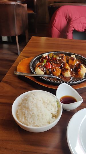 Tofu and rice at Tofu Vegan - Spitalfields in East London