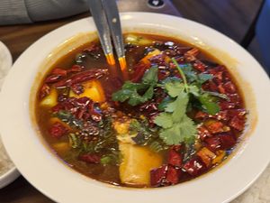 Fish in chili oil   at Tofu Vegan - Spitalfields in East London