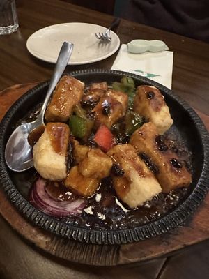 Sizzling black bean tofu   at Tofu Vegan - Spitalfields in East London