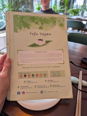 Menu/info at Tofu Vegan - Spitalfields in East London