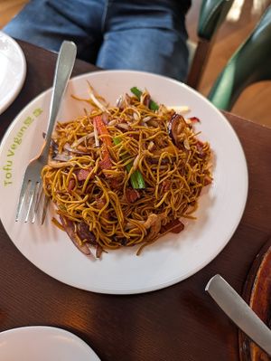 Stir-fried noodles at Tofu Vegan - Spitalfields in East London