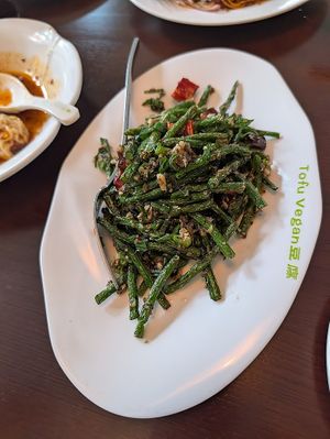 Green beans dish at Tofu Vegan - Spitalfields in East London