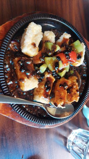 Black bean tofu at Tofu Vegan - Spitalfields in East London