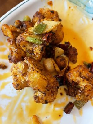 Deep fried cauliflower- a treat!  at Tofu Vegan - Spitalfields in East London