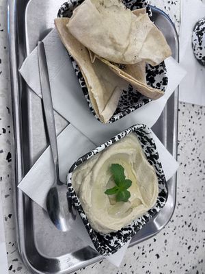 Hummus  at The Lebanese Sajeria - Haarlemmerstraat in Amsterdam