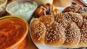 Challah, matbucha, and tzatziki 🤩 at Yogalah Bakery & Café in Pardes Hanna-karkur