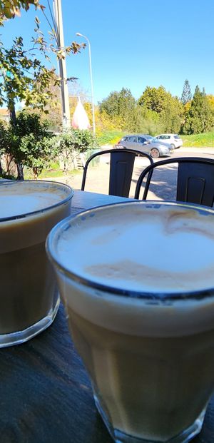 Fresh morning air and delicious coffee at Yogalah Bakery & Café in Pardes Hanna-karkur