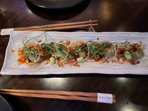 edamame gyoza & sechuan pepper - beware - SPICY at Sexy Fish in Miami