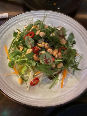 spicy kelp noodles & raw vegetables salad at Sexy Fish in Miami