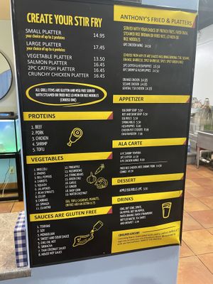 Menu- look at the choices !  at Anthony's Grill in Santa Fe