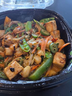 Tofu Stir Fry - see the steam? at Anthony's Grill in Santa Fe