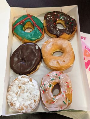 Selection of vegan donuts at Dunkin' in Santiago
