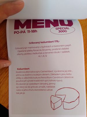 Lunch menu at KŸNO in Brno