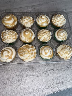 White velvet cupcakes with vanilla bean buttercream and caramel drizzle  at FraNita's Vegan Desserts & Treats in Panama City