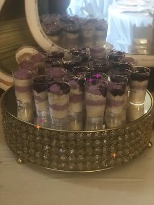 Lemon cake shooters with blueberry Swiss meringue buttercream and blueberry compote  at FraNita's Vegan Desserts & Treats in Panama City