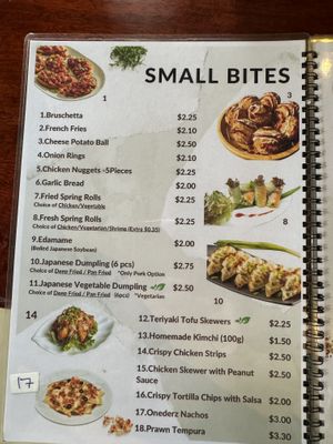 Vegan options marked with green leaf symbol   at Onederz Hostel in Siem Reap