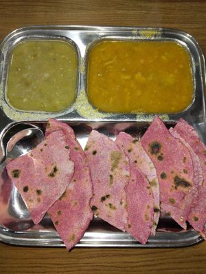 Beetroot roti set. 160 rps. Super feeling and delicious. at Sat Saheb in Kathmandu