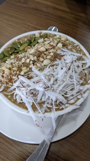 Like a peanut/nut smoothie bowl at Sat Saheb in Kathmandu