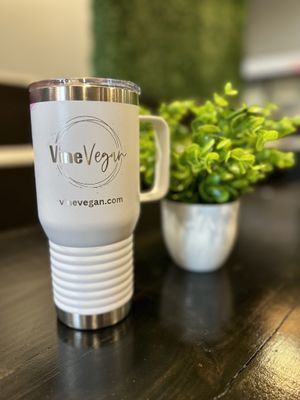 Enjoying a coffee while waiting on our food!   at Vine Vegan in Brandon