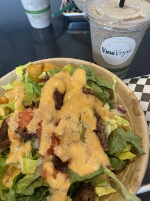 American Bowl with vanilla cookies & cream milkshake  #Veganuary at Vine Vegan in Brandon