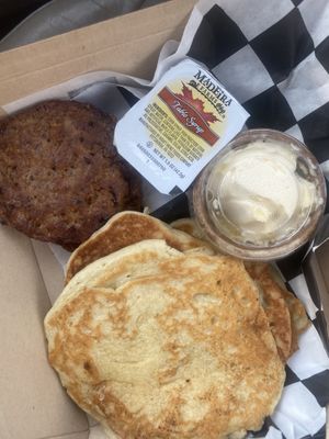 Pancake (vegan ) & sausage (vegan)  #Veganuary at Vine Vegan in Brandon