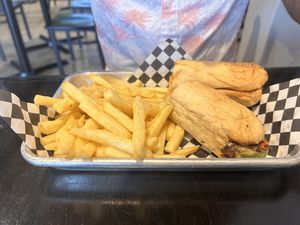 Philly cheesesteak w/friesd  at Vine Vegan in Brandon