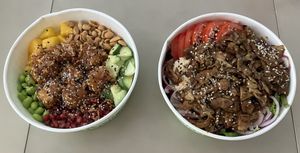 Malea Poké bowl (left) & Planted Kebap bowl (right)  at Veamo  in Friedrichshafen