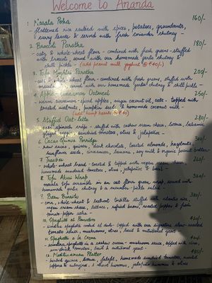 Food menu   at Ananda  in Dharamshala